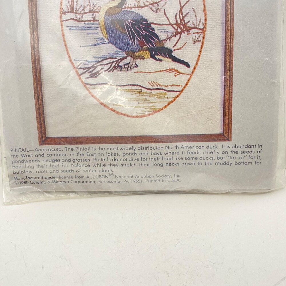 Audubon Wildlife CM Pintail Duck Crewel Picture Kit 4"x5" Wool Yarn 1980 Vtg - Picture 5 of 6